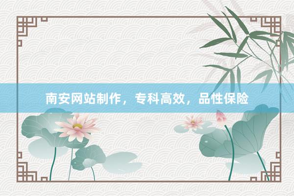 南安网站制作，专科高效，品性保险